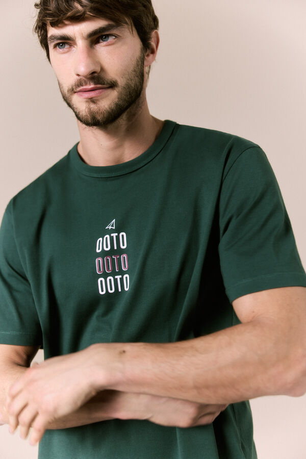 OOTO Camiseta lavada con logo Verde