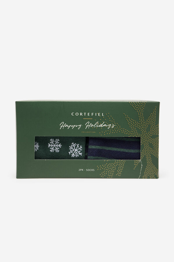 Cortefiel Caja 2 Calcet&iacute;nes regalo Verde oscuro