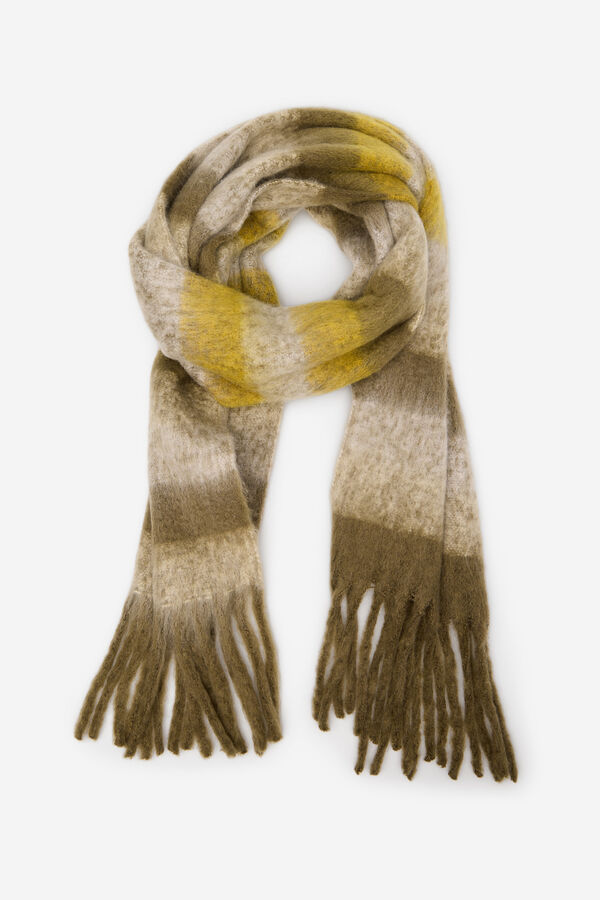 Cortefiel striped striped scarf Printed green