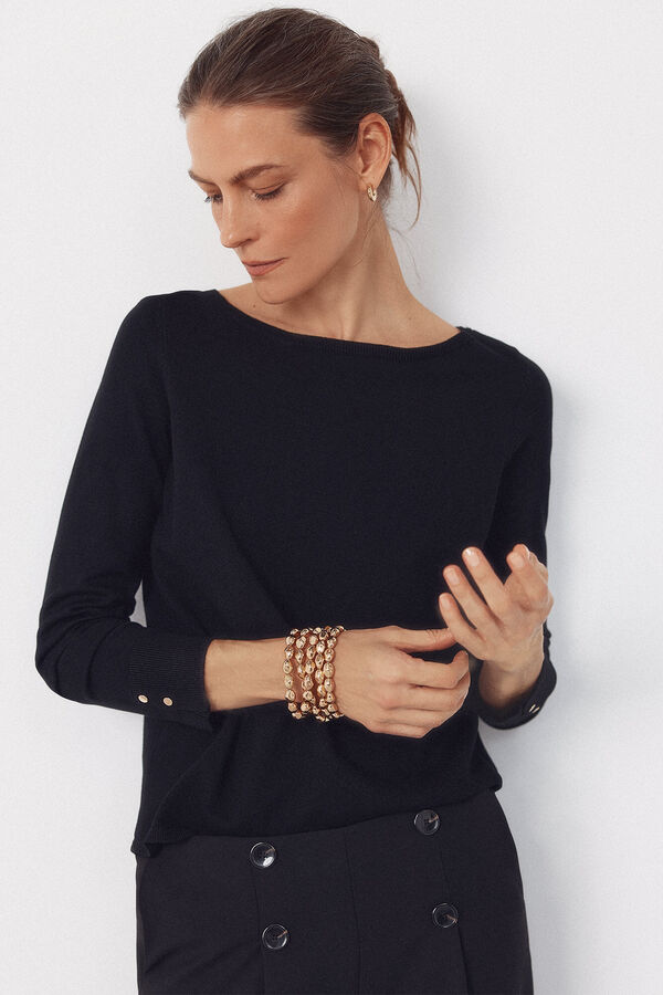 Cortefiel Boat neck jumper Black