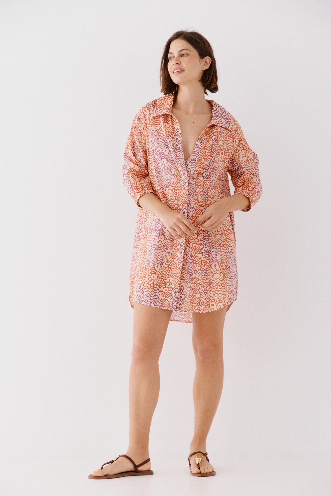 Camisa Playa Mujer Women'secret Túnica Corta Tropical Azul Para