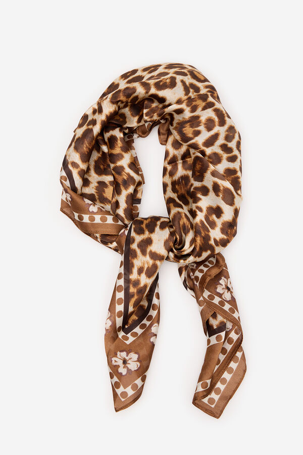 Cortefiel Leopard print scarf Ivory
