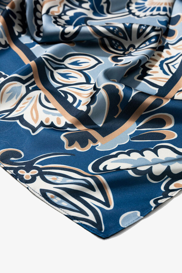 Vilanova Pa&ntilde;uelo Satinado Estampado Floral Blue