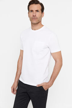 Cortefiel Camiseta básica con bolsillo Blanco