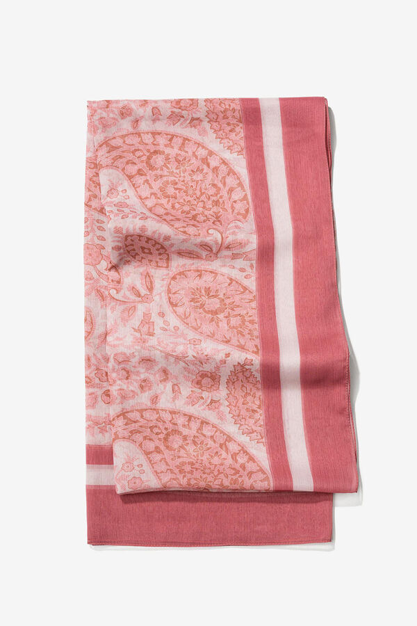 Vilanova Pa&ntilde;uelo semitransparente con estampado paisley Rosa