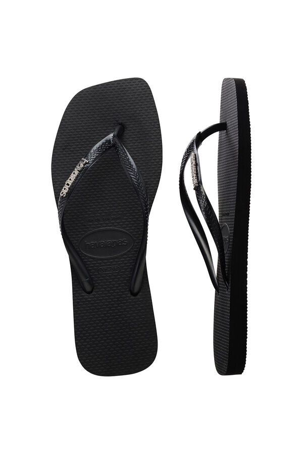Havaianas Chanclas Slim Square Logo Metallic Negro