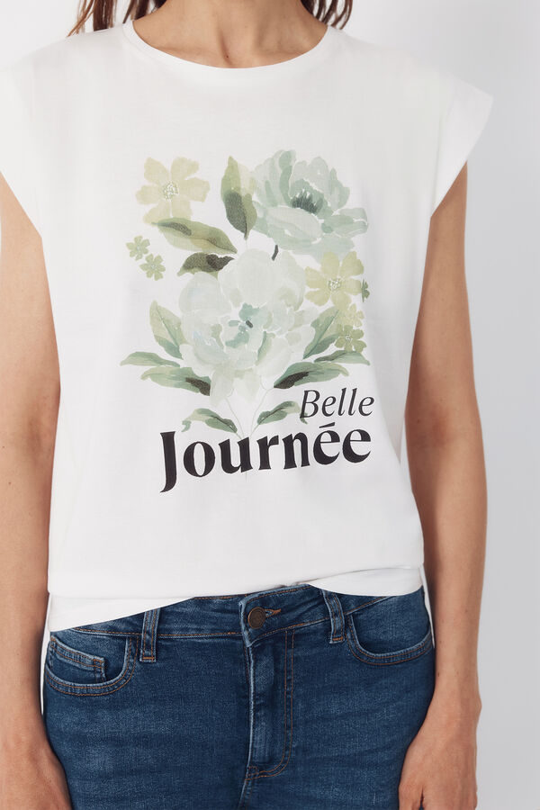 Cortefiel Camiseta estampada Blanco