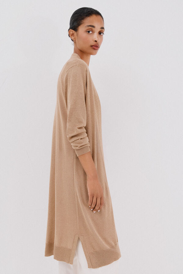 Cortefiel Chaqueta larga lurex Dorado