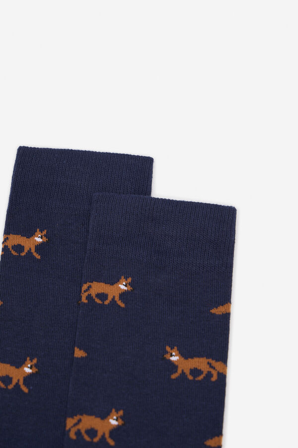 Cortefiel Calcet&iacute;n dibujo zorro Azul marino