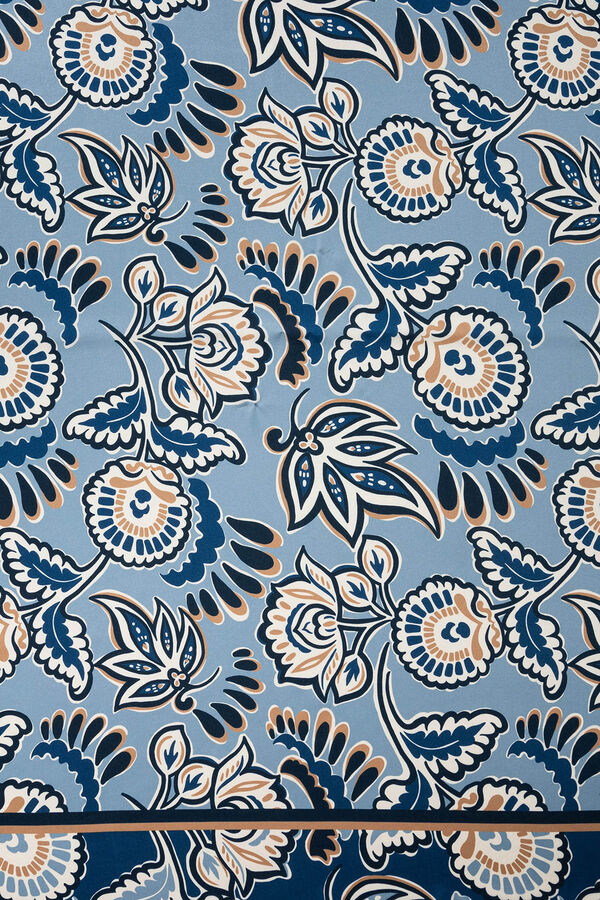 Vilanova Pa&ntilde;uelo Satinado Estampado Floral Blue