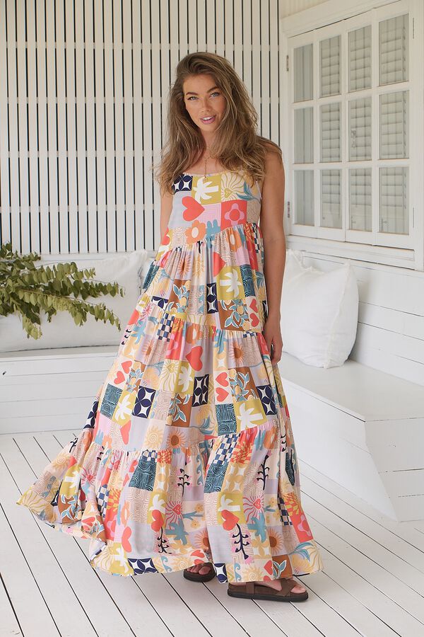 Jaase Vestido largo boho Estampado blanco
