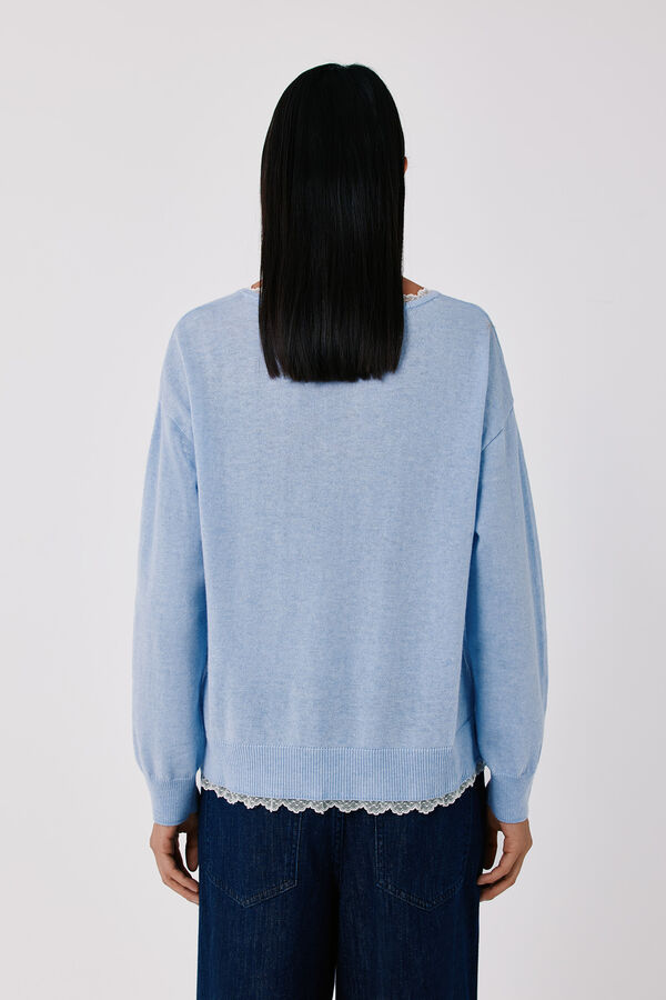 Cortefiel Camisola com aplica&ccedil;&atilde;o no decote Azul