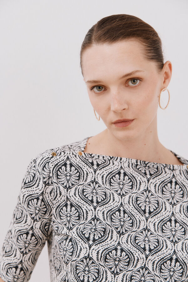 Cortefiel Camiseta b&aacute;sica escote barco Estampado gris