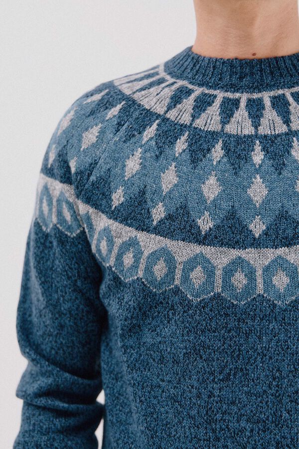 Cortefiel Jersey navide&ntilde;o fantas&iacute;a lana cuello caja Azul marino