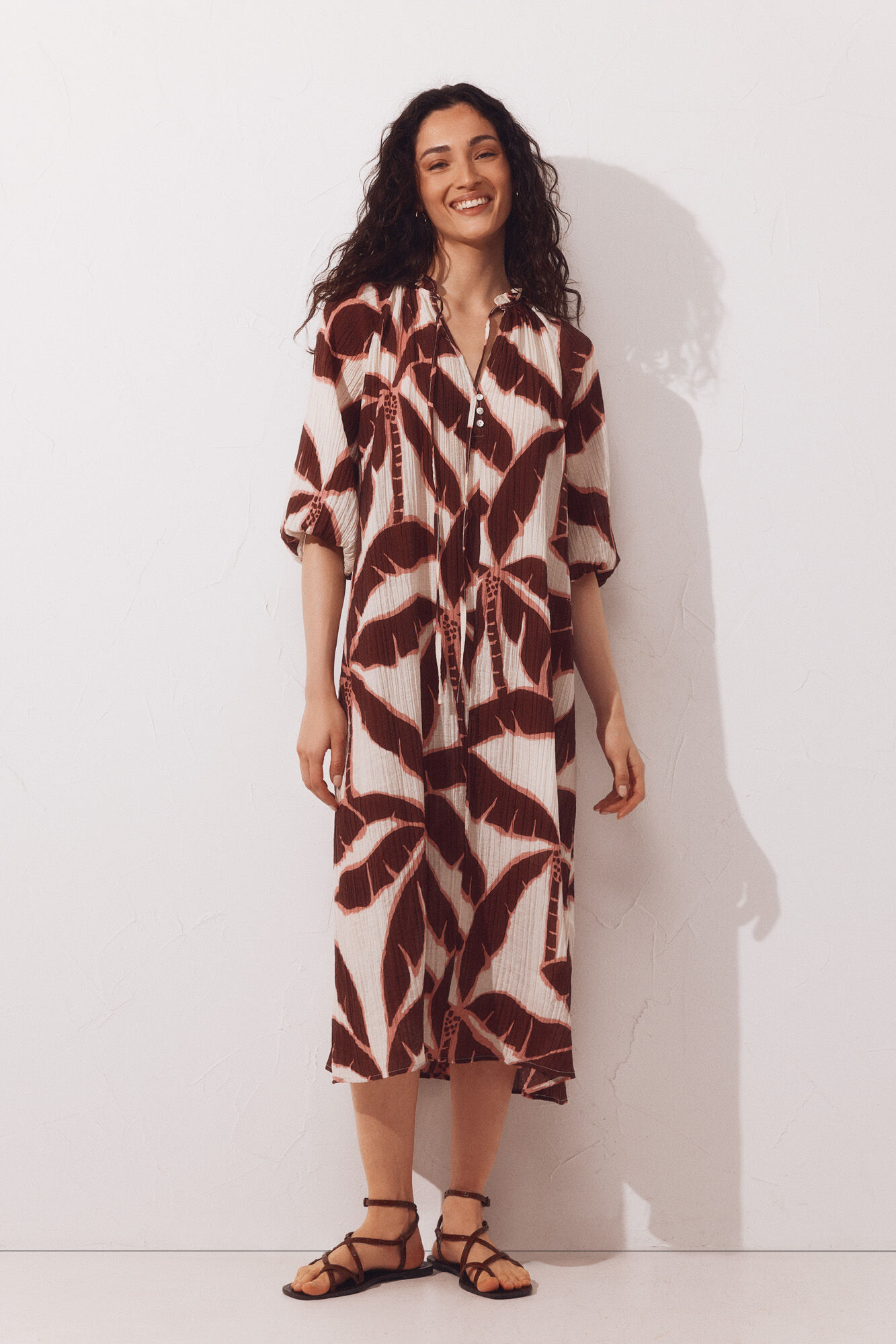 Cortefiel Caftan estampado amplo
