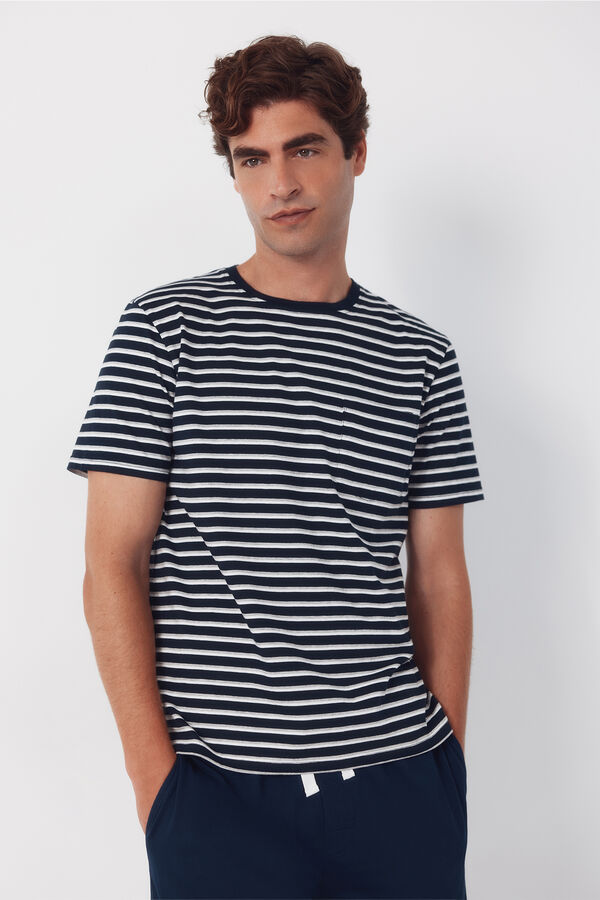 Cortefiel Set de pijama punto Azul marino