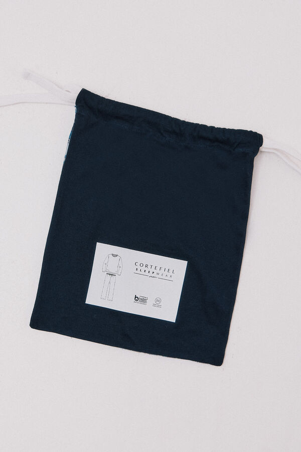 Cortefiel Jersey-knit and cloth pyjama set Navy