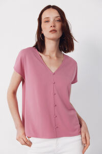 Cortefiel Camiseta botones escote pico