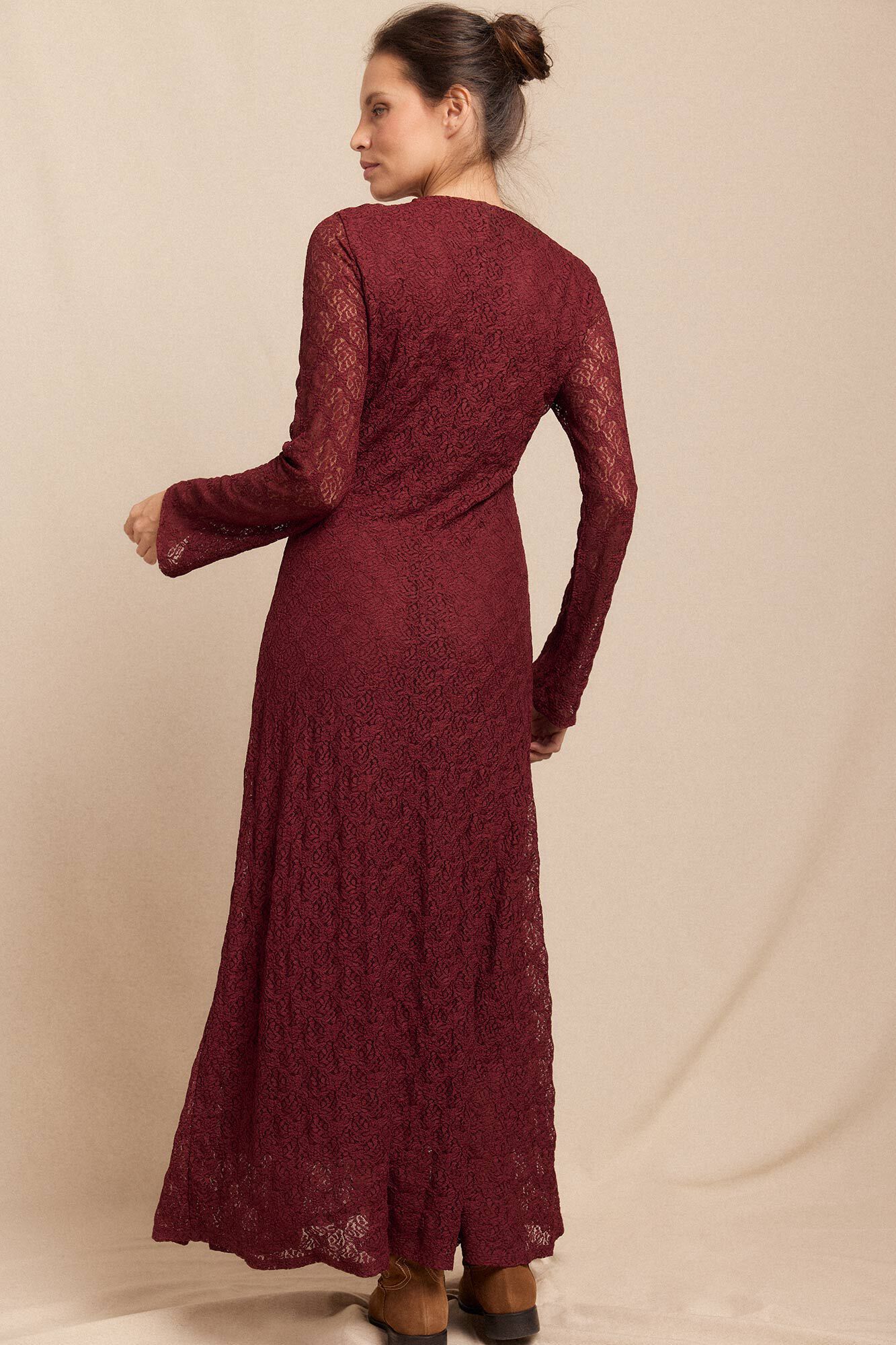 Slowlove Vestido encaje manga larga