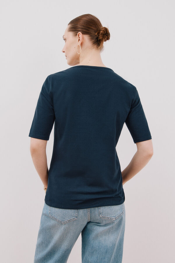 Cortefiel Camiseta b&aacute;sica escote barco Azul marino