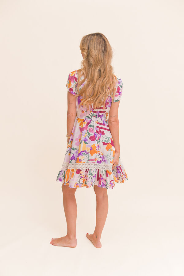 Jaase Vestido Corto Carmen Estampado blanco