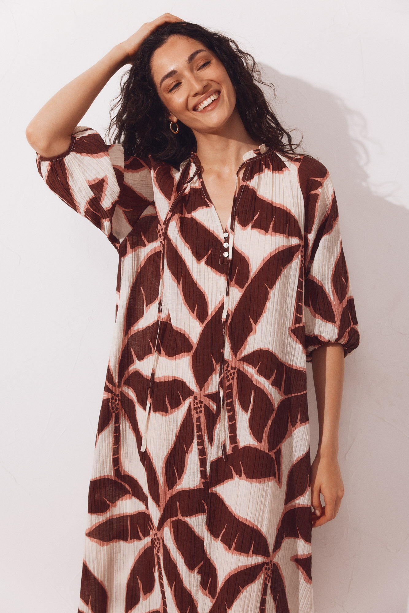 Cortefiel Caftan estampado amplo