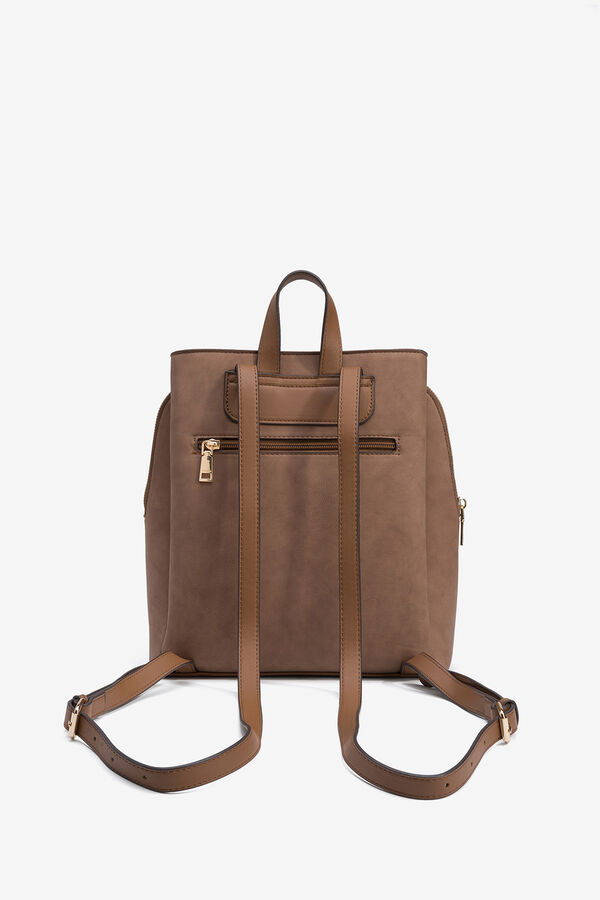 Vilanova Mochila efecto gamuza perforada Marr&oacute;n