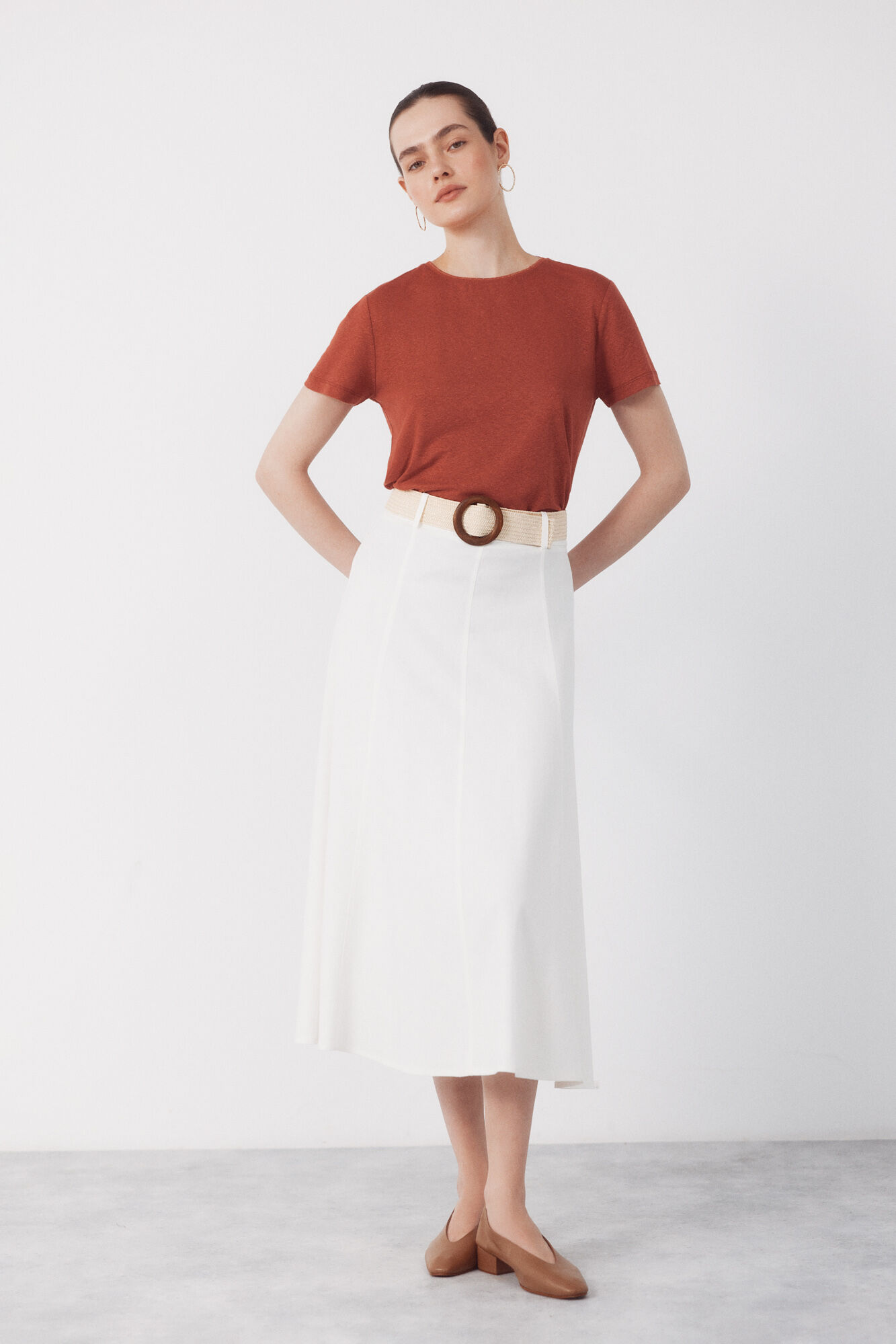 Cortefiel Camiseta lino escote lurex