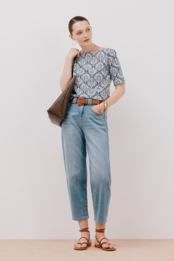 Cortefiel Camiseta b&aacute;sica escote barco Azul