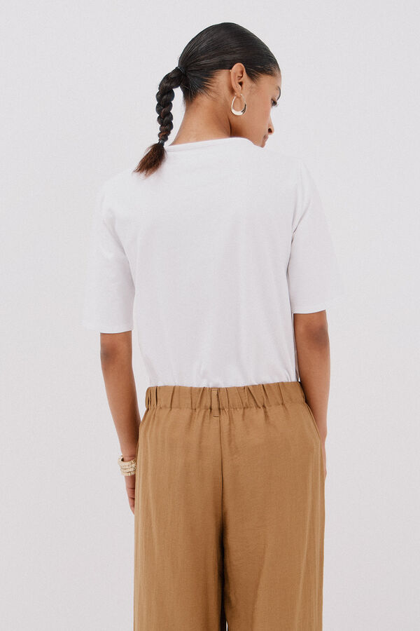 Cortefiel Camiseta b&aacute;sica escote barco Blanco