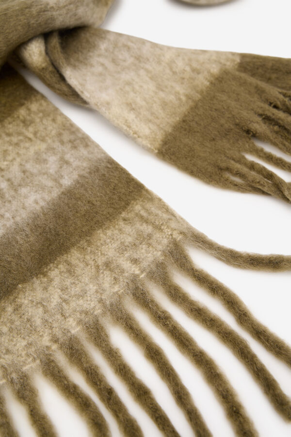 Cortefiel striped striped scarf Printed green