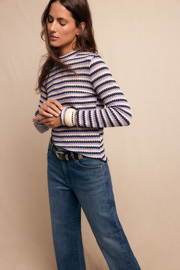 Slowlove Top básico estructura Estampado blanco