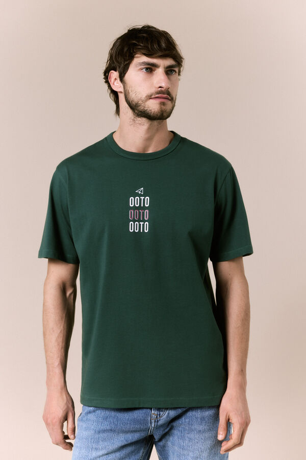 OOTO Camiseta lavada con logo Verde