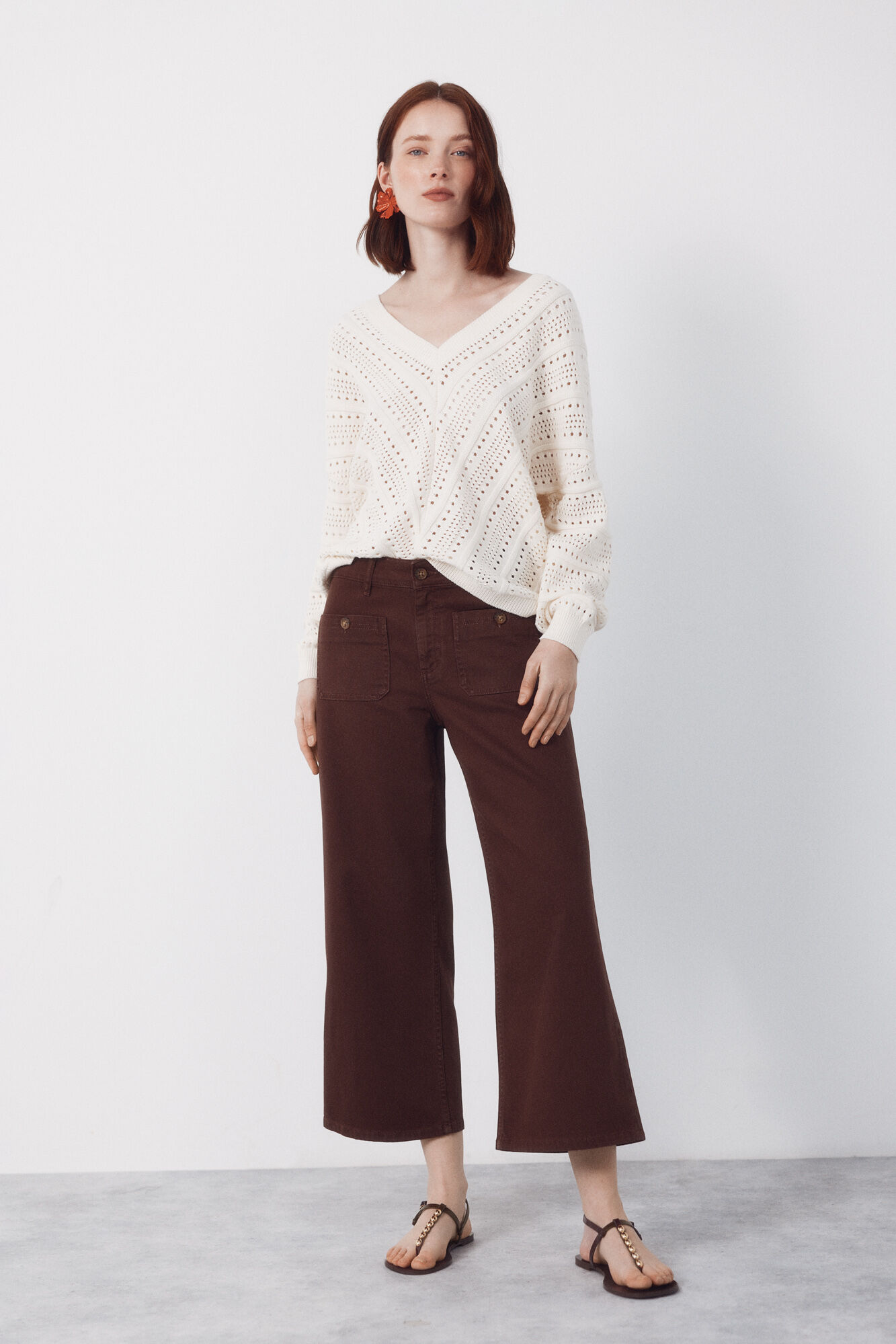 Cortefiel Camisola rendada &agrave;s riscas