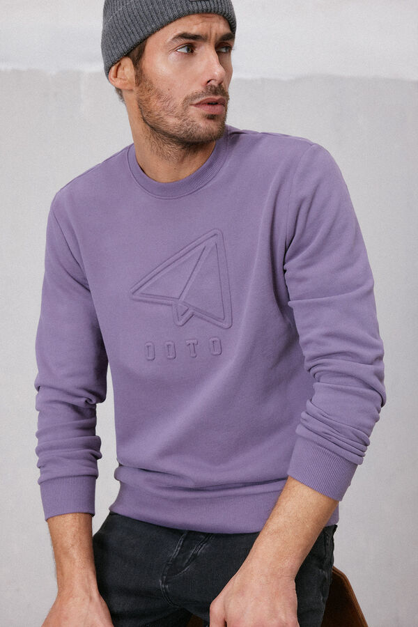OOTO Sudadera cuello redondo con logo Fucsia