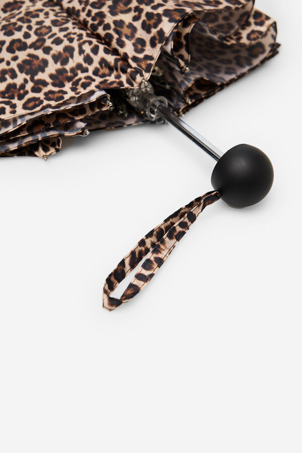 Cortefiel Paraguas leopardo Estampado marr&oacute;n
