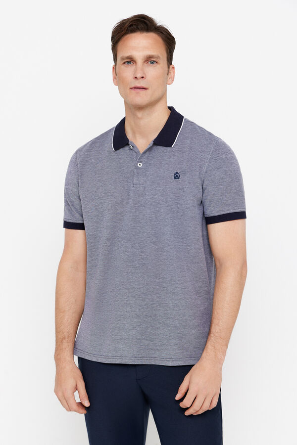 Cortefiel Oxford piqué polo shirt Navy