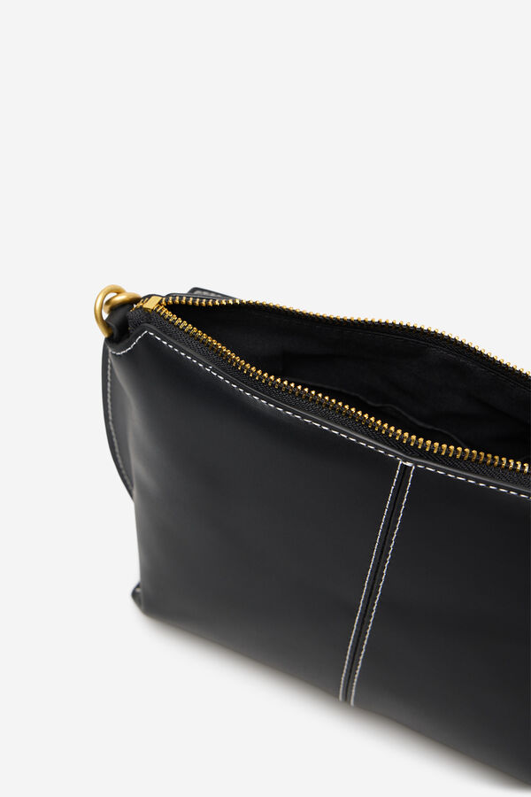 Cortefiel Bolsa tiracolo b&aacute;sica com costura Preto
