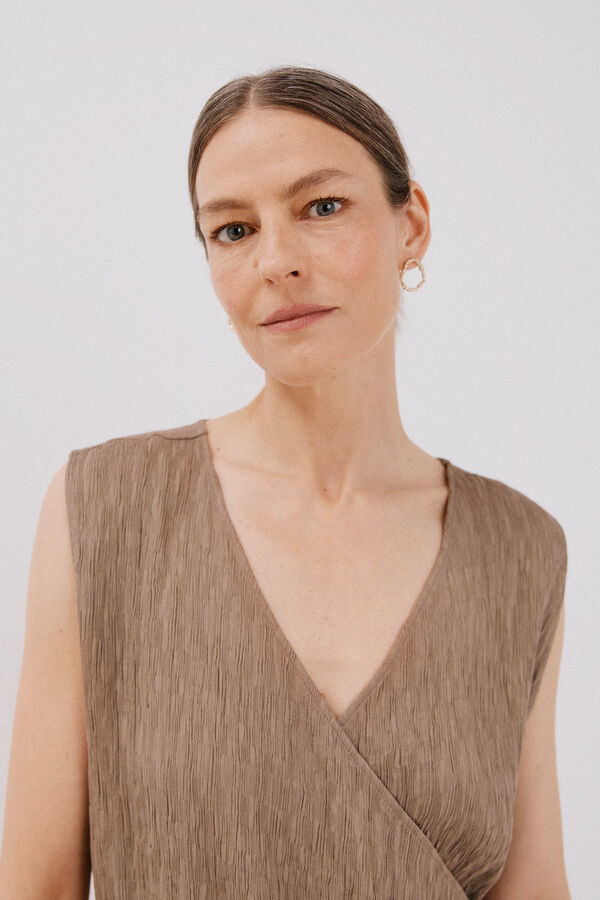 Cortefiel Top asim&eacute;trico textura Caqui