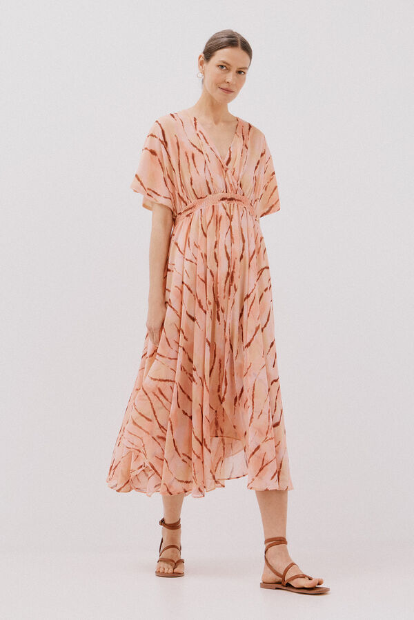 Cortefiel Vestido largo estampado fluido Multicolor