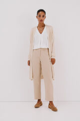 Cortefiel Chaqueta larga lurex Beige