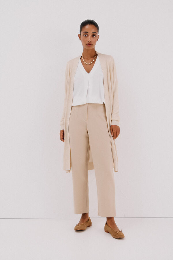 Cortefiel Chaqueta larga lurex Beige