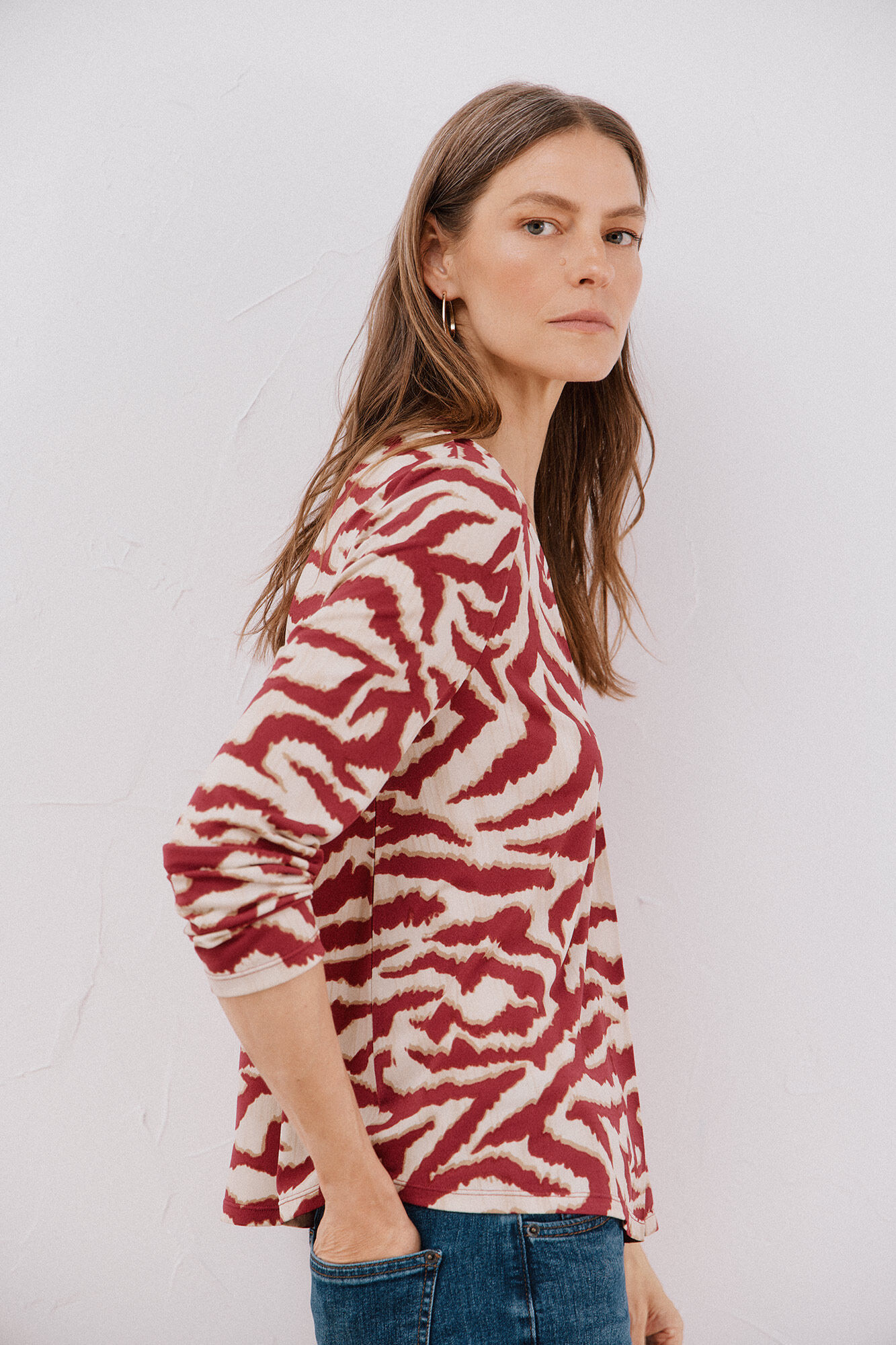 Cortefiel Top plissado flu&iacute;do