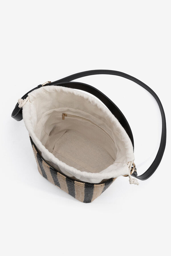 Vilanova Bolso bucket efecto paja bicolor Negro