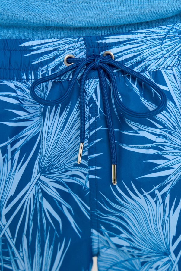Cortefiel Fato de banho padrão palmeiras Azul