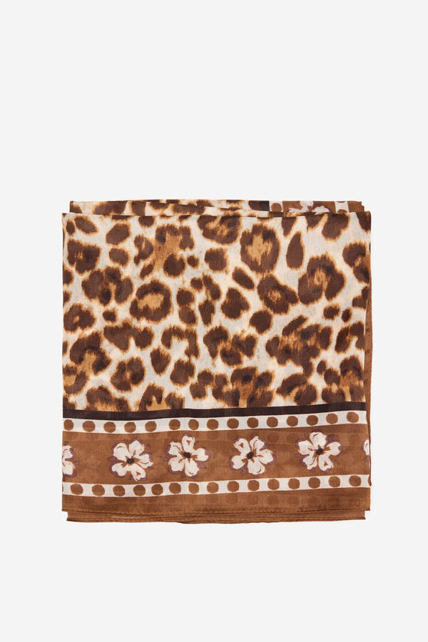 Cortefiel Leopard print scarf Ivory
