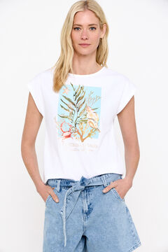 Cortefiel Camiseta colaboración WWF estampado corales Blanco