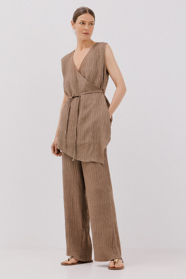 Cortefiel Top asim&eacute;trico textura Caqui