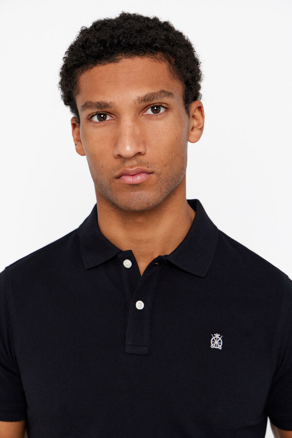 Cortefiel Essential slim polo shirt Black