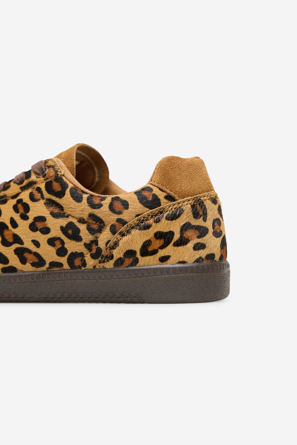 Cortefiel Leopard leather trainers Printed brown